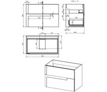 Achilles 805mm Wall Hung 2 Drawer Basin Unit & Co-ordinating Basin