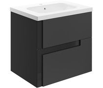 Achilles 615mm Wall Hung 2 Drawer Basin Unit & White Basin