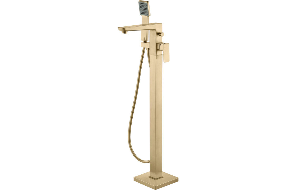 Bugle Floor Standing Bath/Shower Mixer - Brushed Brass