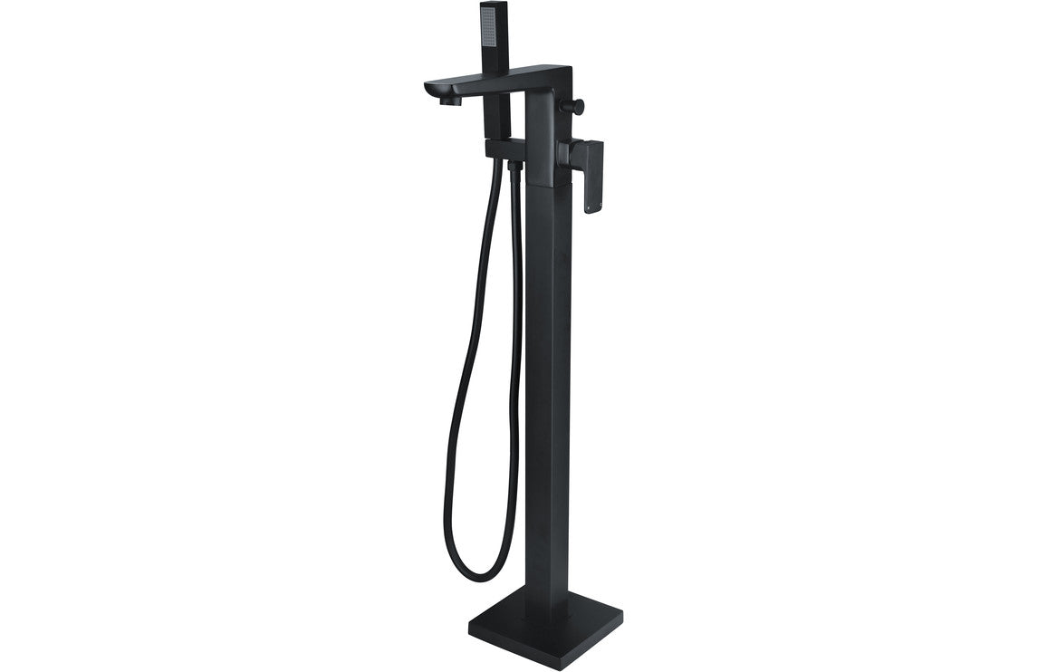 Bugle Floor Standing Bath/Shower Mixer - Matt Black