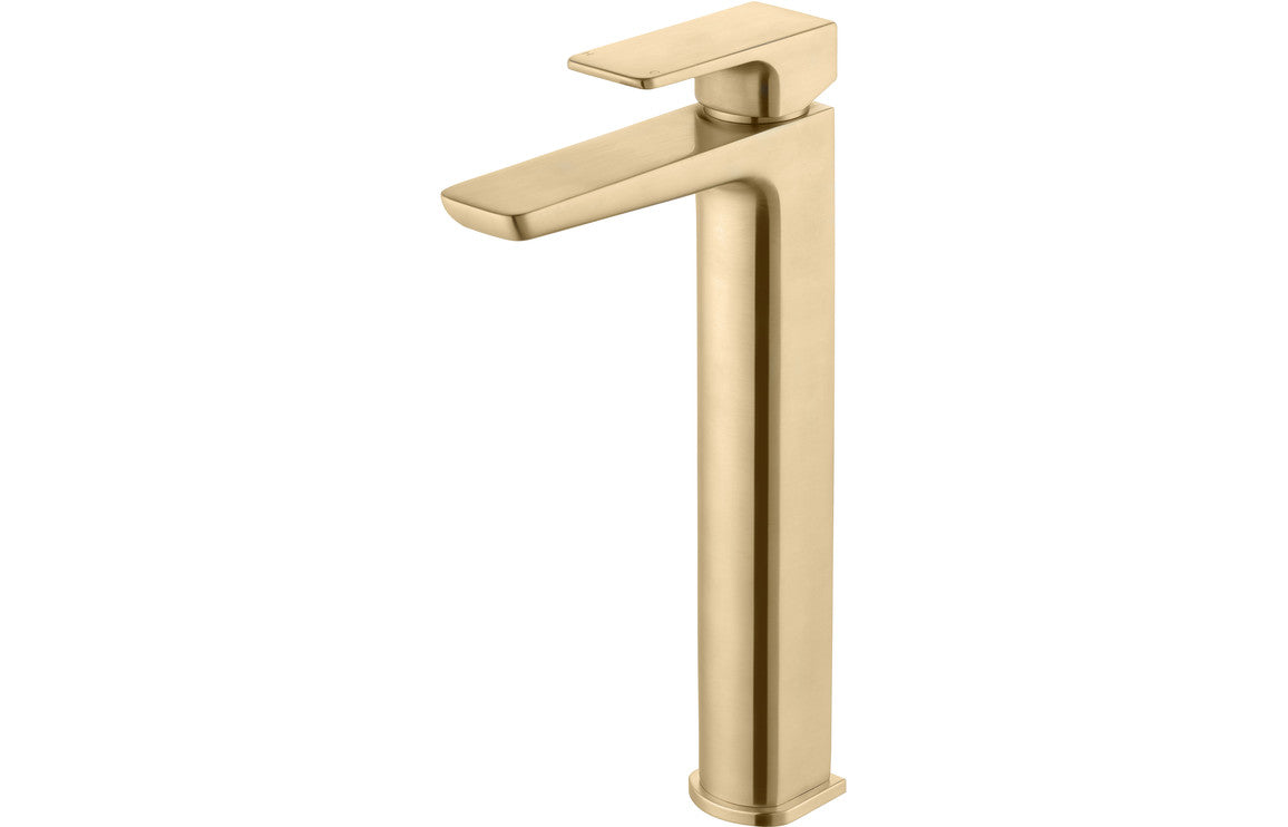 Bugle Tall Basin Mixer - Brushed Brass