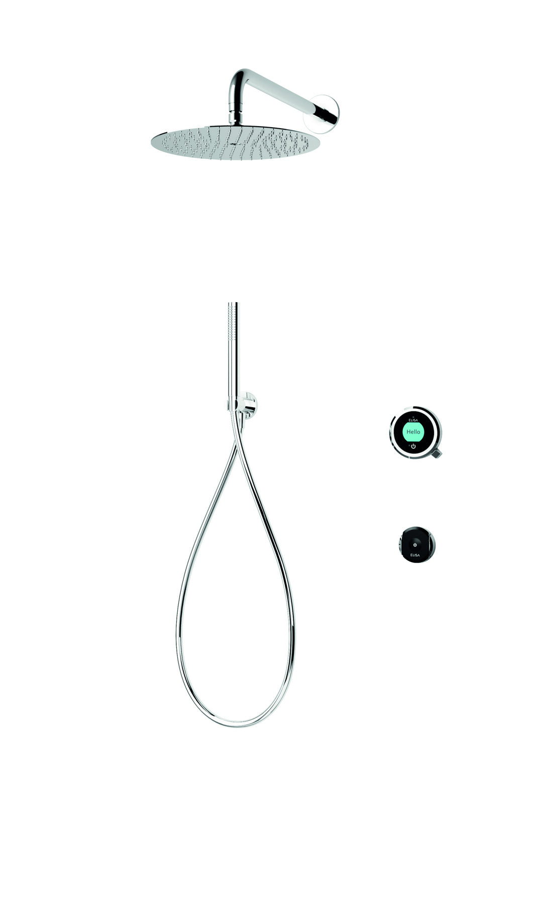 Elisa Intuition Divert Concealed Smart Hand Shower, Fixed Wall Head & Remote - HP/Combi - Chrome