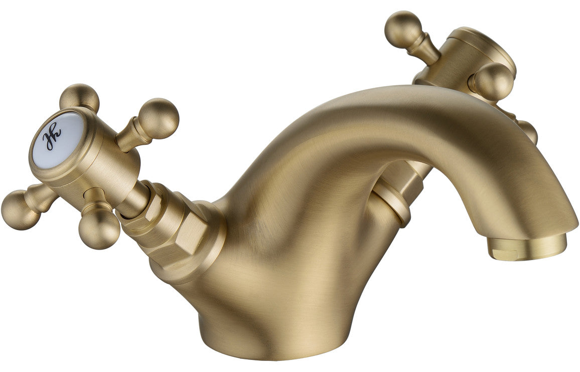 Foxhole Basin Mixer & Pop Up Waste - Brushed Brass