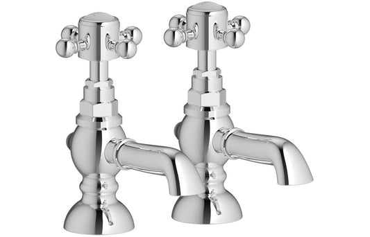 Foxhole Basin Pillar Taps - Chrome