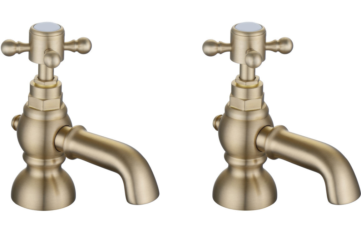 Foxhole Bath Pillar Taps - Brushed Brass