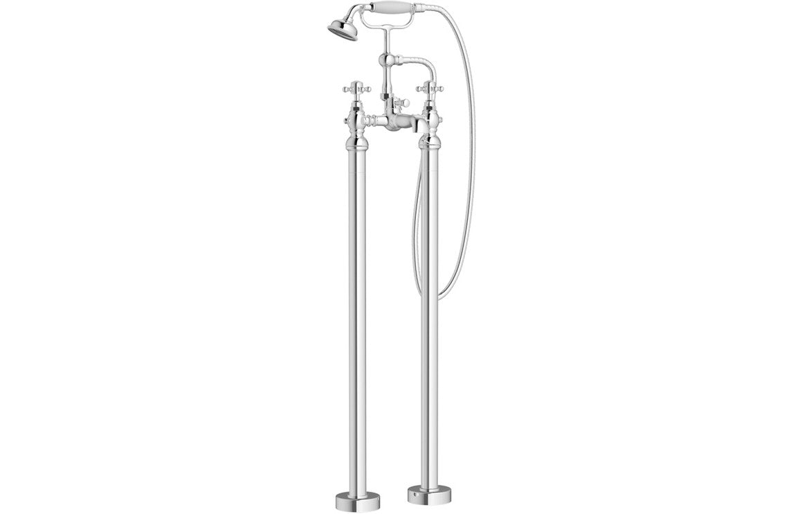 Foxhole Floor Standing Bath/Shower Mixer & Shower Kit - Chrome