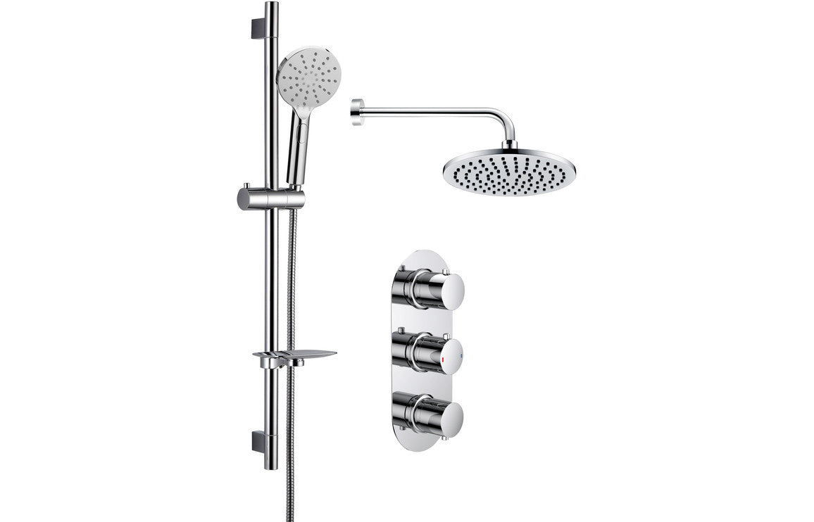 Haskell Shower Pack Four - Two Outlet Triple Shower Valve w/Riser & Overhead Kit