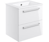 Nico 510mm Wall Hung 2 Drawer Basin Unit & Basin