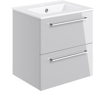 Nico 510mm Wall Hung 2 Drawer Basin Unit & Basin