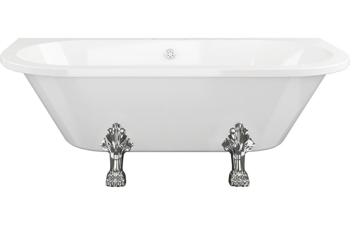 Quintus Freestanding Back To Wall 1700x800x600mm 2TH Bath w/Feet - White