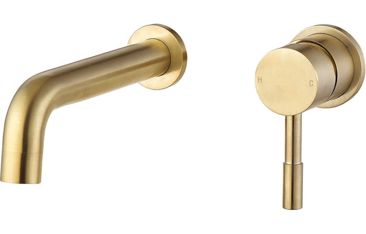 Rescorla Wall Mounted Basin Mixer - Brushed Brass