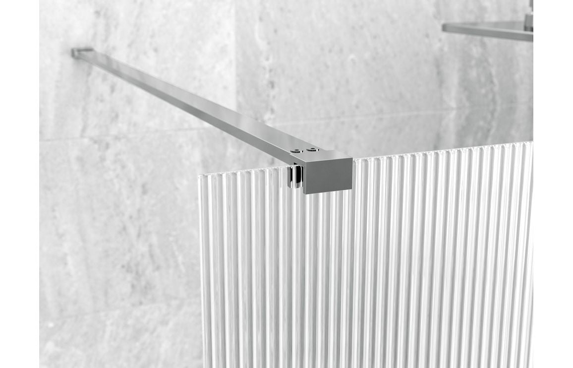 Sparta Fluted Wetroom Panel & Support Bar - Chrome