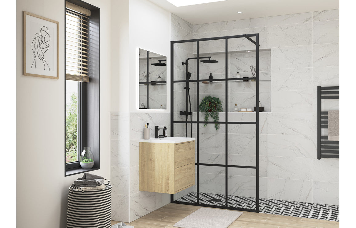 Sparta Framed Wetroom Panel - Black