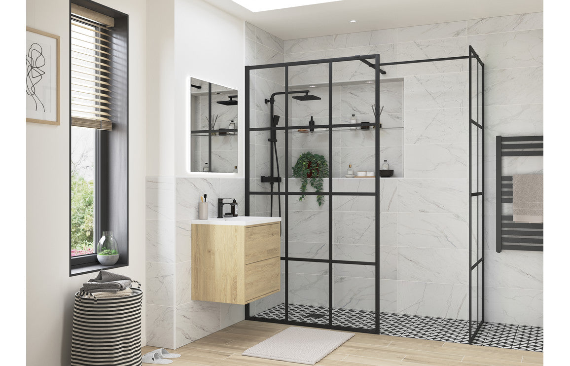 Sparta Framed Wetroom Side Panel - Black