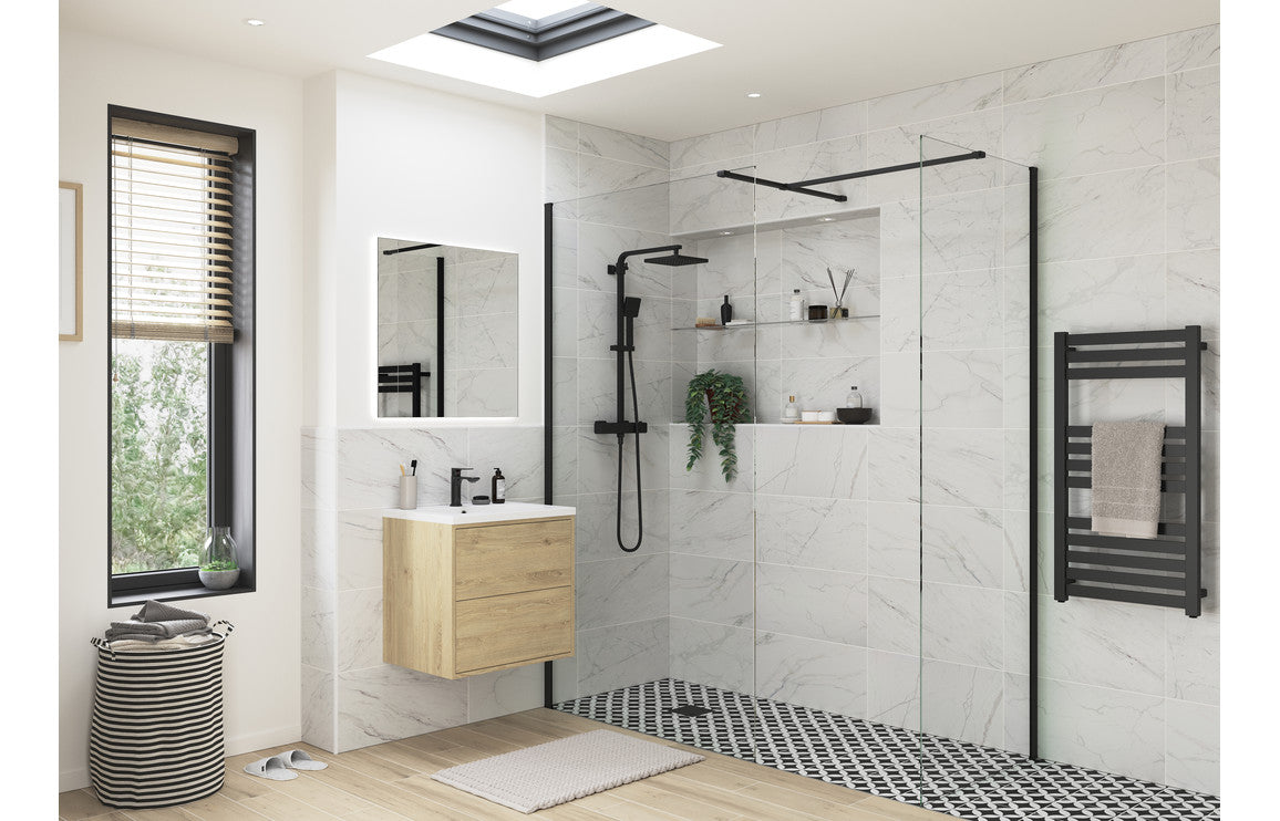 Sparta Wetroom Side Panel & Arm - Black