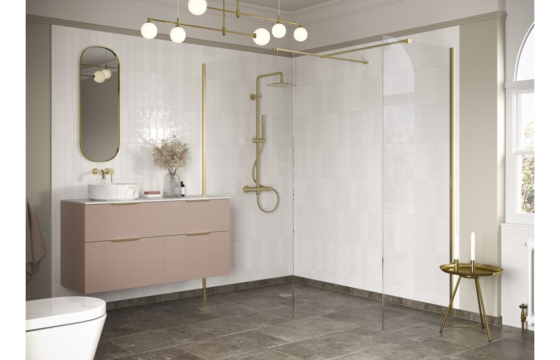 Sparta Wetroom Side Panel & Arm - Brushed Brass