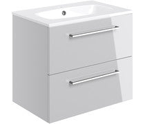 Nico 610mm Wall Hung 2 Drawer Basin Unit & Basin